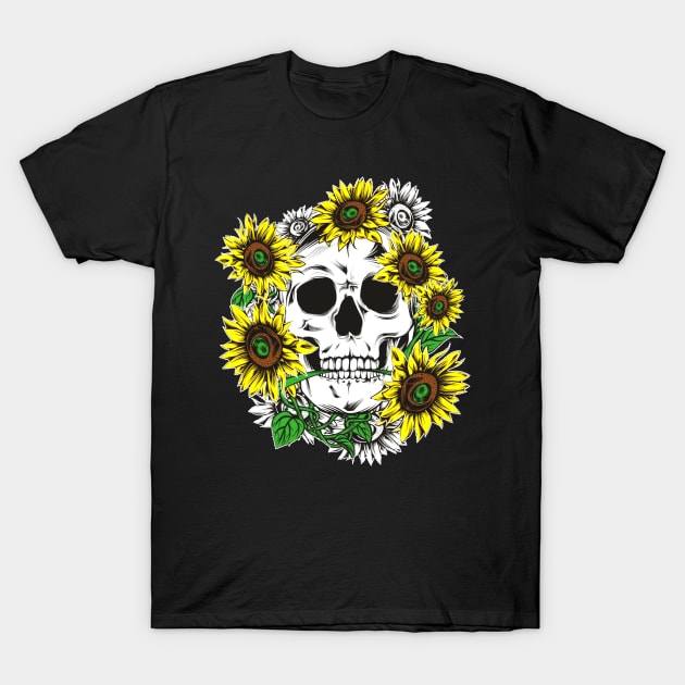 skull sunflower T-Shirt by Simpsonfft